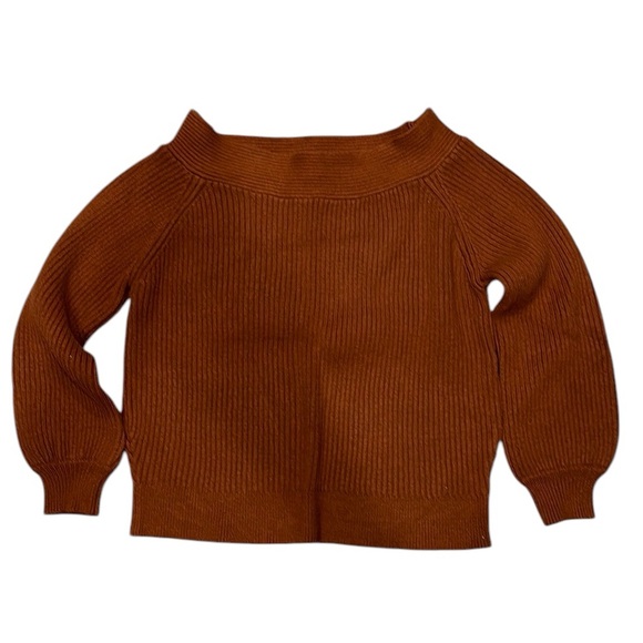 Boat Neck Brown Sweater by Kirundo - brown off shoulder style - Picture 6 of 6